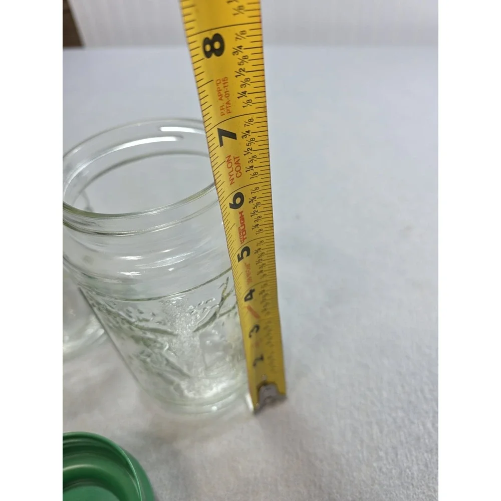 Set Of 2 Vintage Anchor Hocking Glass Canister Jars Green Plastic Lids